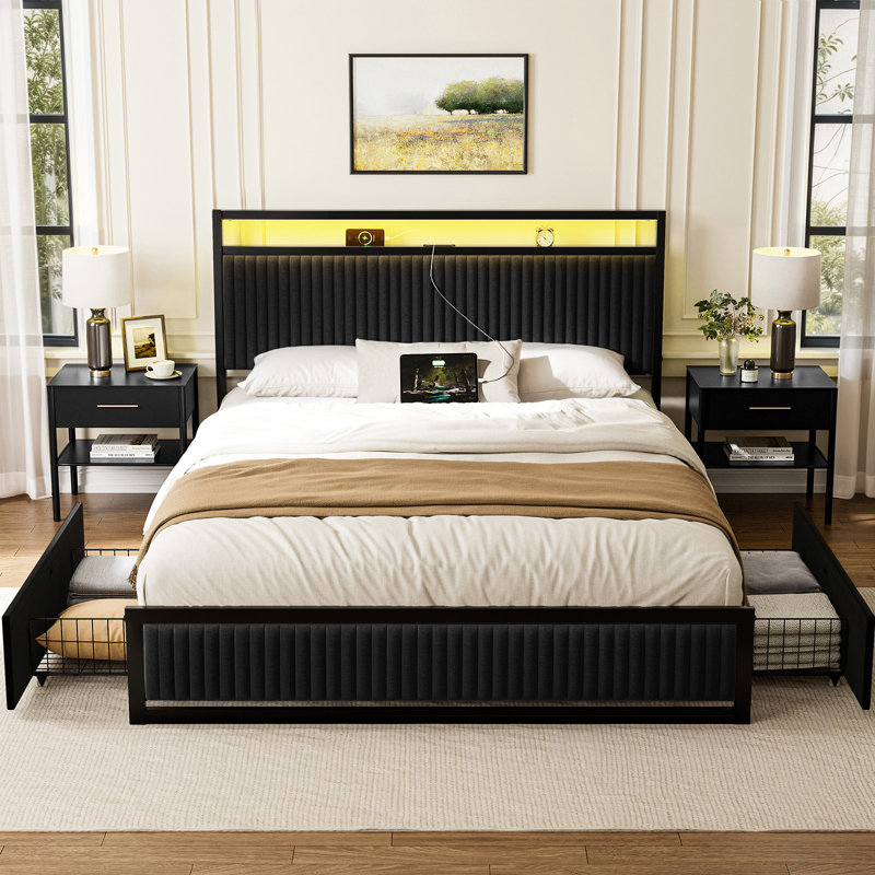 Antioch Upholstered Bed, Full, Black
