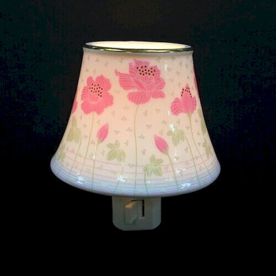 Nalea Pink Spring Flowers On Lamp Shade Shaped Night Light