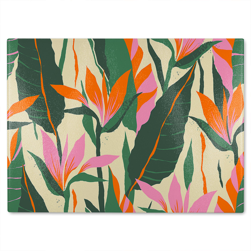 Jungle Plants Designer Glass Chopping Board
