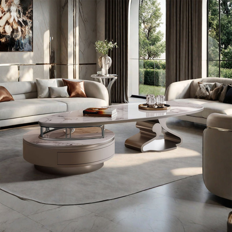 Modern microcrystalline stone coffee table