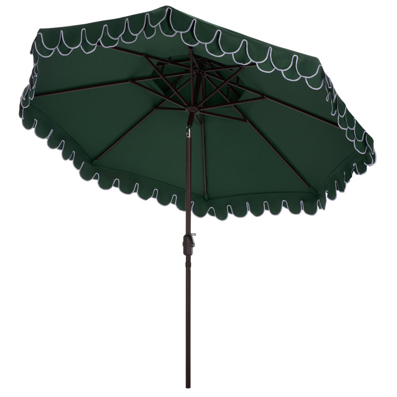 Outdoor Roslyn Crank Outdoor Umbrella, Hunter Green/Ivory