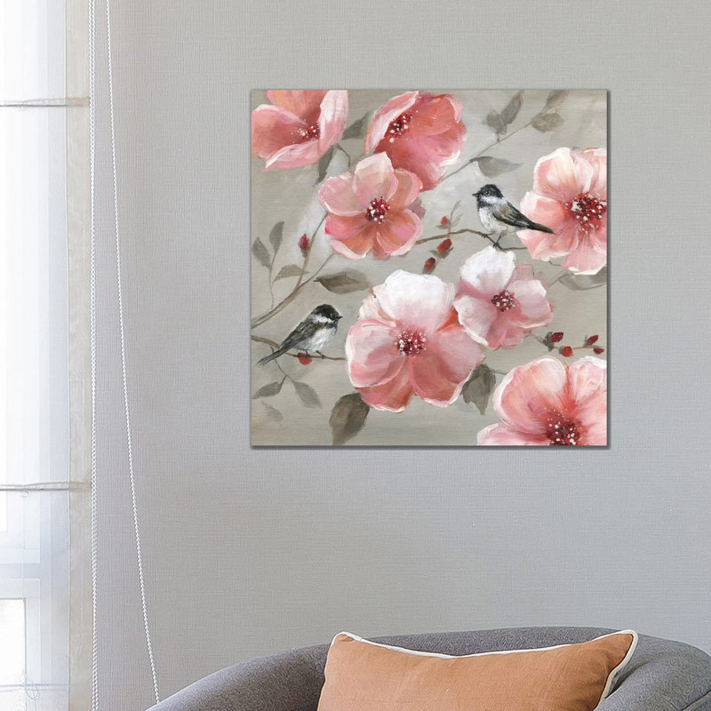 Chickadee Spring II by Nan - Painting on Canvas, 66.04 cm H x 66.04 cm W x 1.91 cm D, Wrapped Canvas