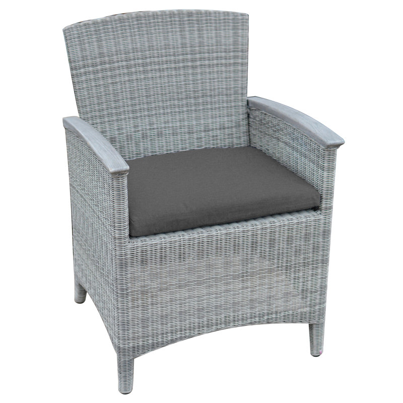 Bella Wicker Outdoor Dining Armchair, Gray, Cast Charcoal