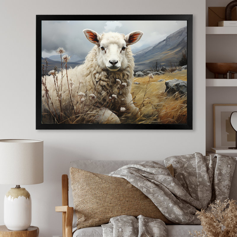 Sheep Serenade Of Silence II sur toile, H 24 po x l 32 po x P 1 po, Cadre photo noir