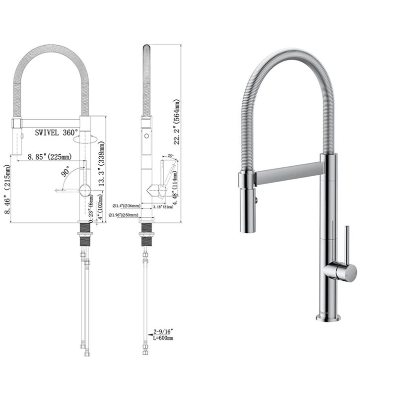 Robinet de cuisine TONWIN, Chrome