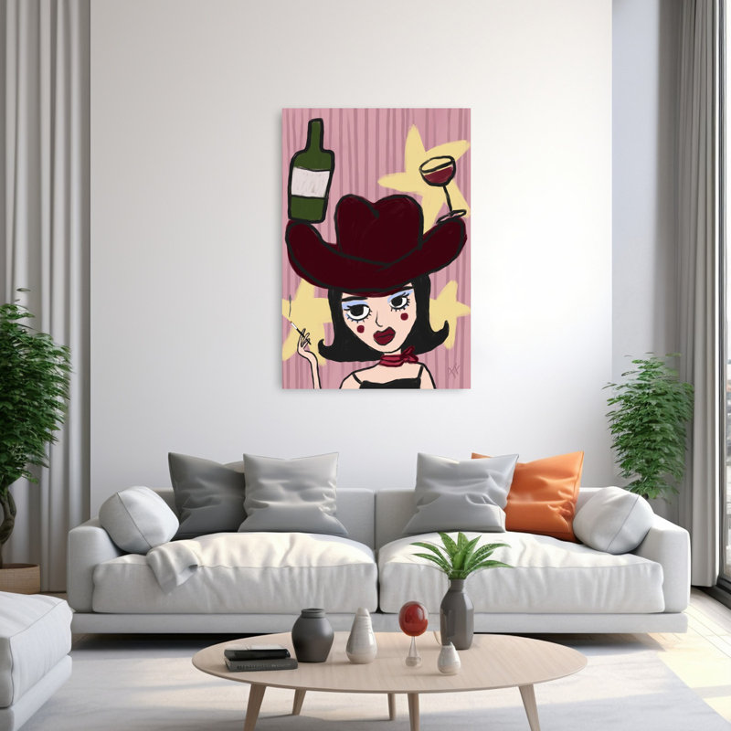 Art mural rétro Sassy Cowgirl, 60" H x 40" W