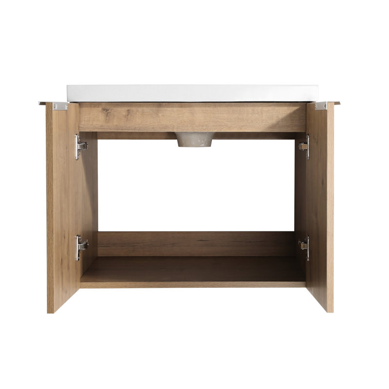 Meuble-lavabo avec lavabo et armoire latérale, structure en contreplaqué de 24 po, fini antirouille, style contemporain