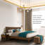 Ensemble de chambre à coucher 2 pièces - Structure de lit plateforme en bois massif avec table de chevet assortie, style Mid-Century moderne, finition noyer, capacité de 800 lb, aucun sommier nécessaire-91715925-91715927