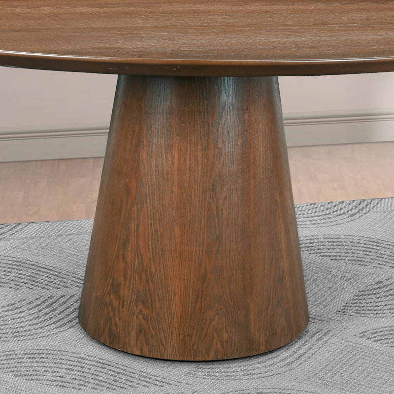 46" Round Pedestal Dining Table, 30.2" H x 47.2" L x 47.2" W, Walnut