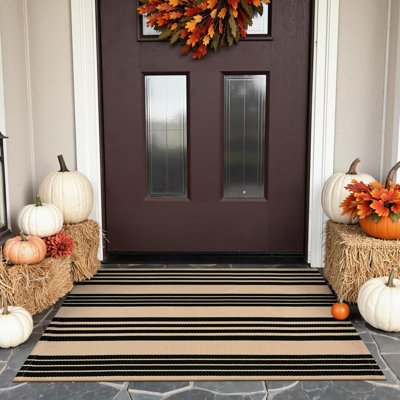 Outdoor Striped Layered Door Mat