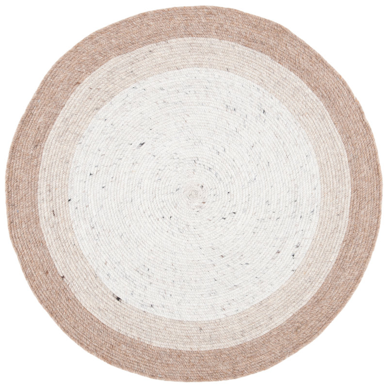 Mansfield Hand Woven Wool/Cotton Rug in Ivory, Round 8'