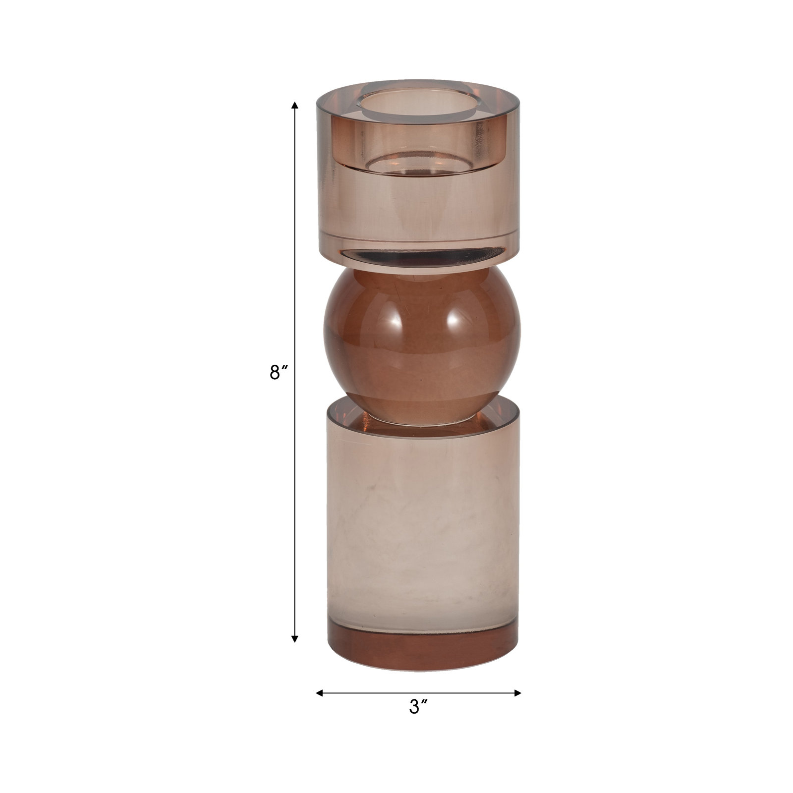 Riter Crystal Candlestick Holder, 8" H x 3" W x 3" D, Bronze