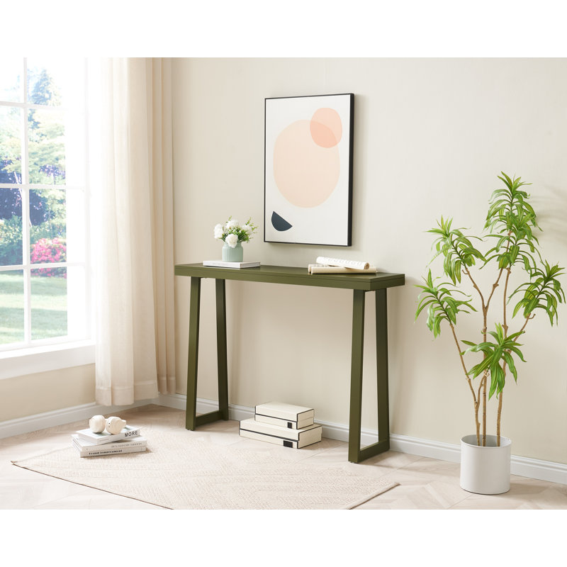 Claude Rectangular Console Table with Shelf – Sleek and Modern Entryway, Hallway, or Sofa Table with Trapezoidal Legs