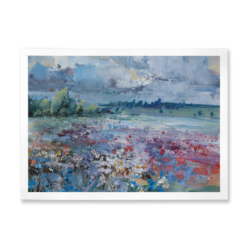 «Scenery Wildflowers Blooming», peinture sur toile, H 12 po x l 20 po x P 1 po, Cadre photo blanc