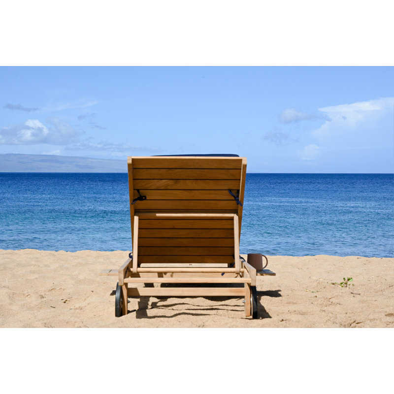 Quincy Outdoor Teak Chaise Lounge, Spectrum Indigo Sunbrella® Plainweave