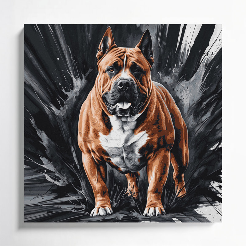 «Dogs Boerboel», art mural sur toile gris, H 12 po x l 12 po