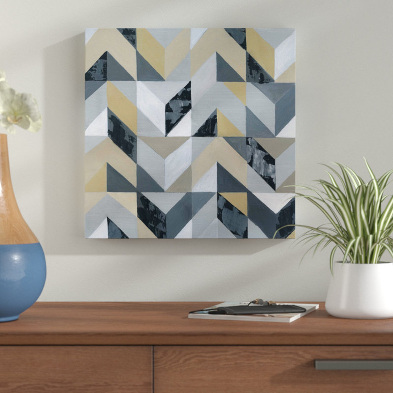 «Gray and Gold Abstract», reproduction d'impression sur toile tendue, H 16 po x l 16 po