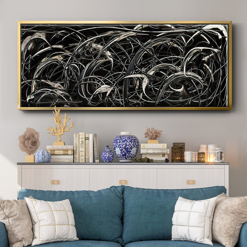 Linear Movement I - Framed Canvas, 24" H x 60" W