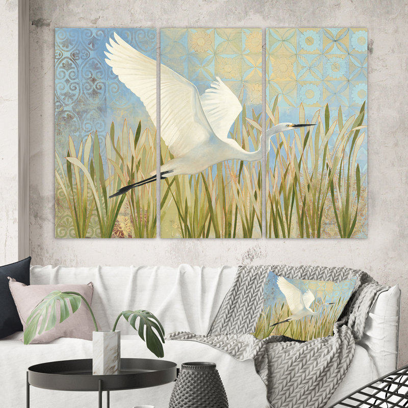 Toile multi-pièces Animal Snowy Egret, H 40 po x l 60 po x P 1 po