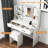 Makeup Vanity Desk With Lighted Mirror Charging Station 3-color Dimmable Led Lights -1067994621