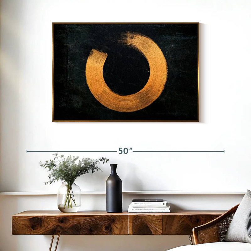 Cercle zen doré, Cadre flottant doré, 37 po x 25 po