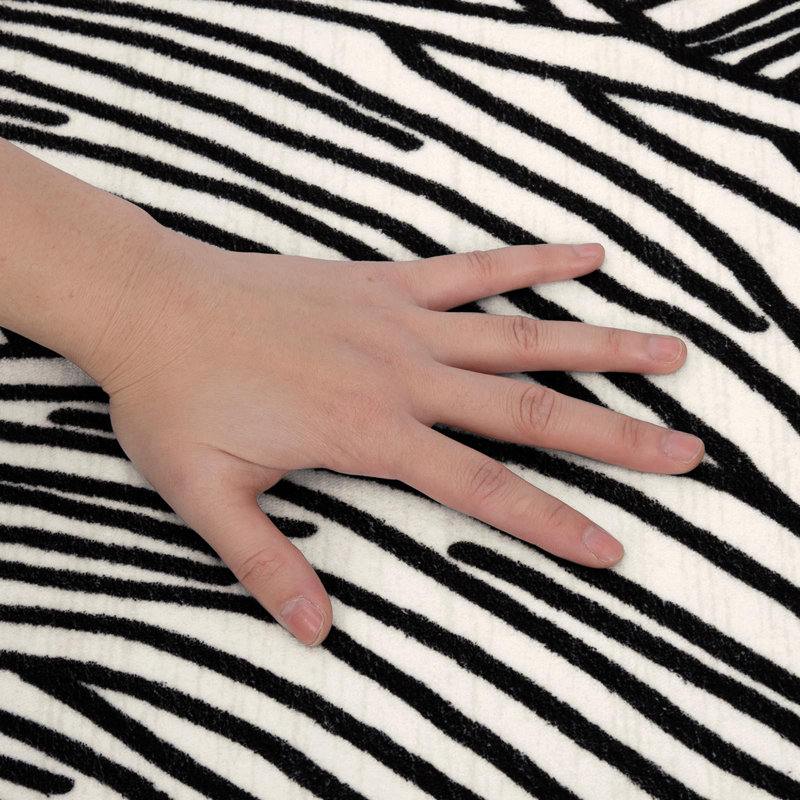 Rectangle Striped Washable Area Rug, Black, Runner 60 x 230 cm