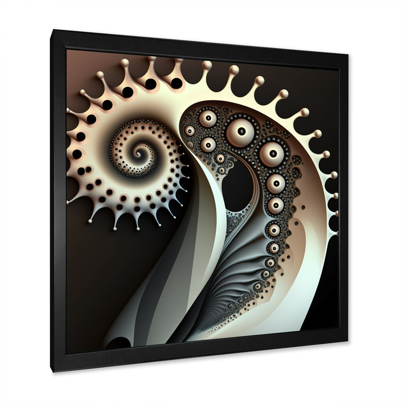 Beauté fractale monochrome III - reproduction sur toile, H 30 po x l 30 po x P 1 po, Impression noire sur toile encadrée