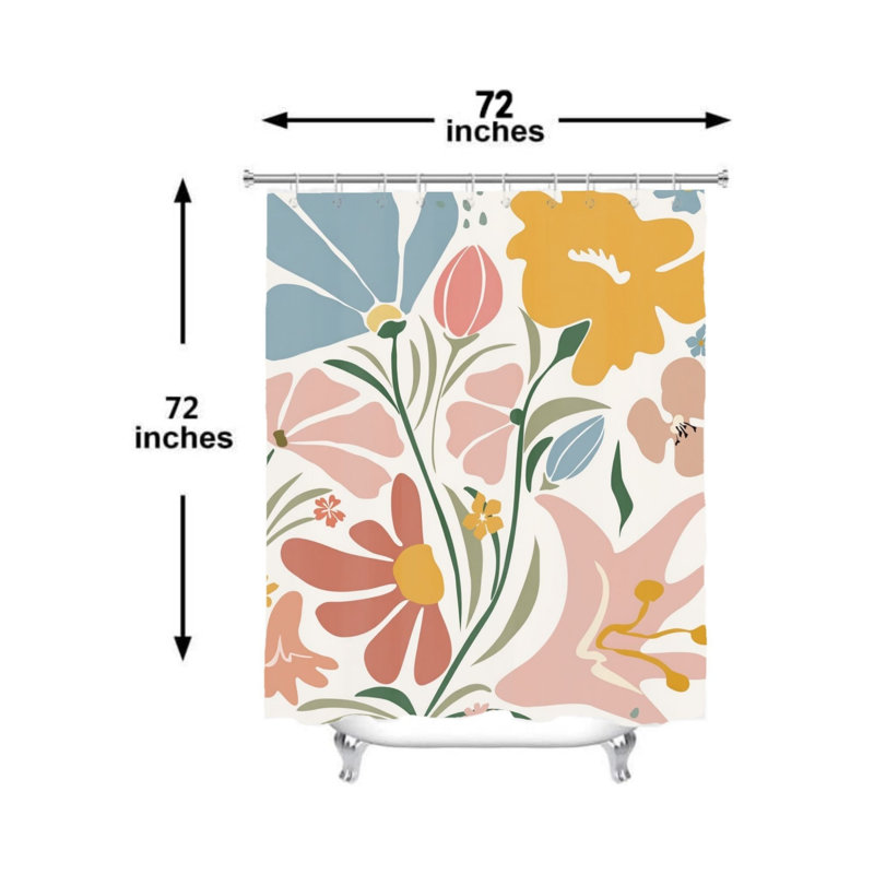 Rideau de douche à motif floral Boho 72 "x 72"