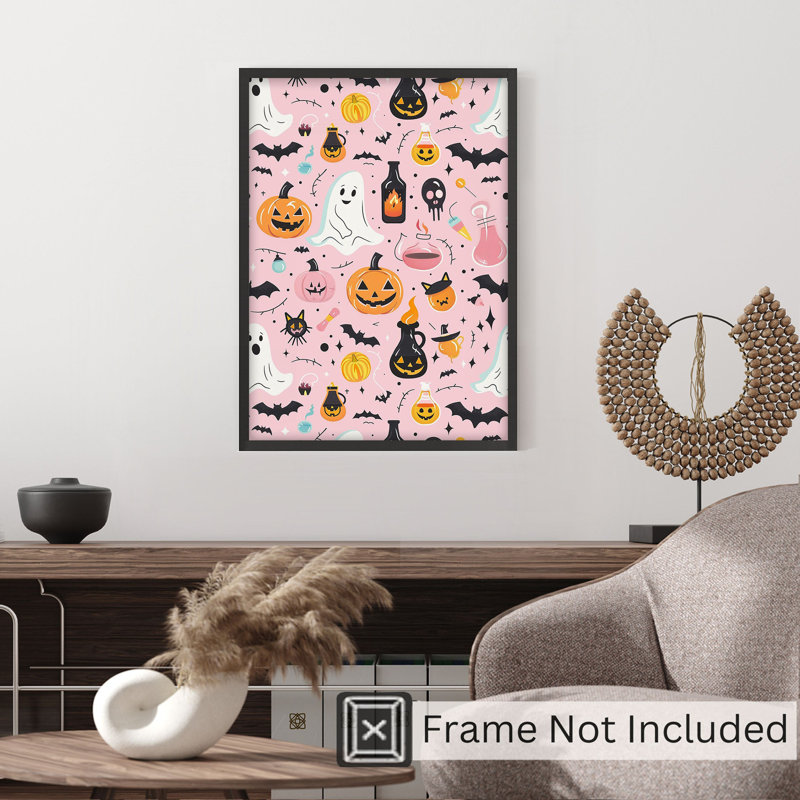 «Holiday Halloween Pumpkin Ghost», impression d'art moderne sans cadre, H 36 po x l 24 po