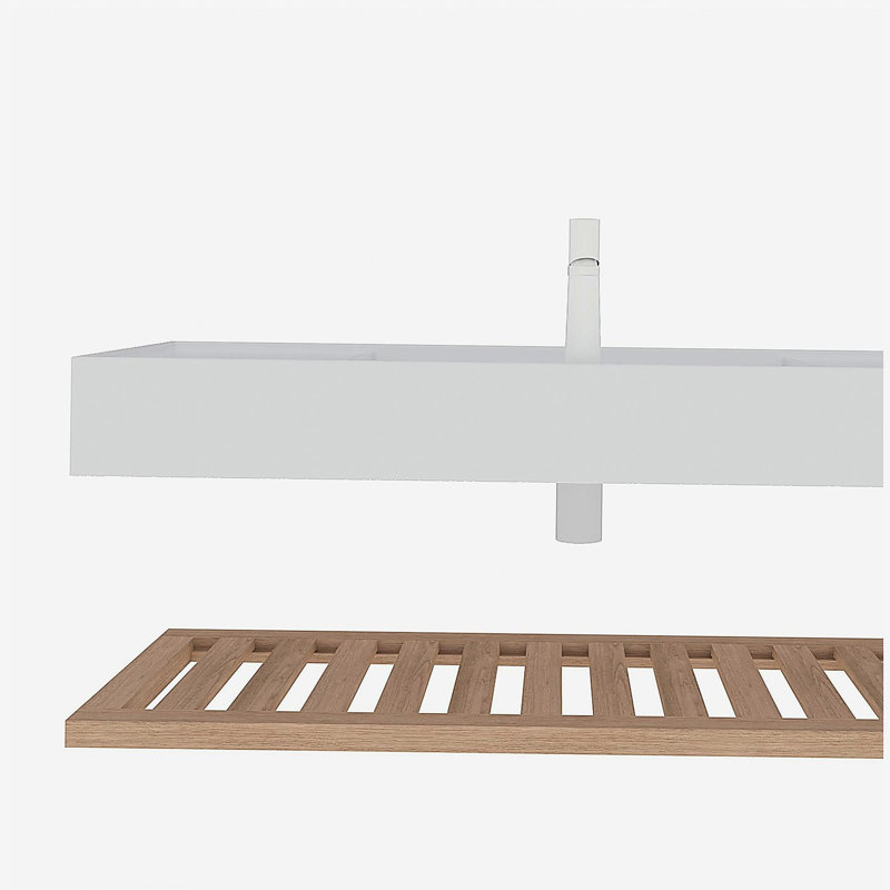 48-inch bathroom dressing table with bath, wall-mounted floating white rectangular acrylic one-piece basin without faucet