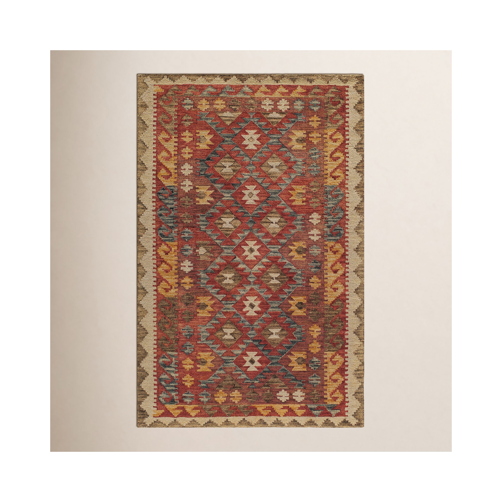 Fiona Handmade Wool Red Rug, Runner 2'3" x 8'