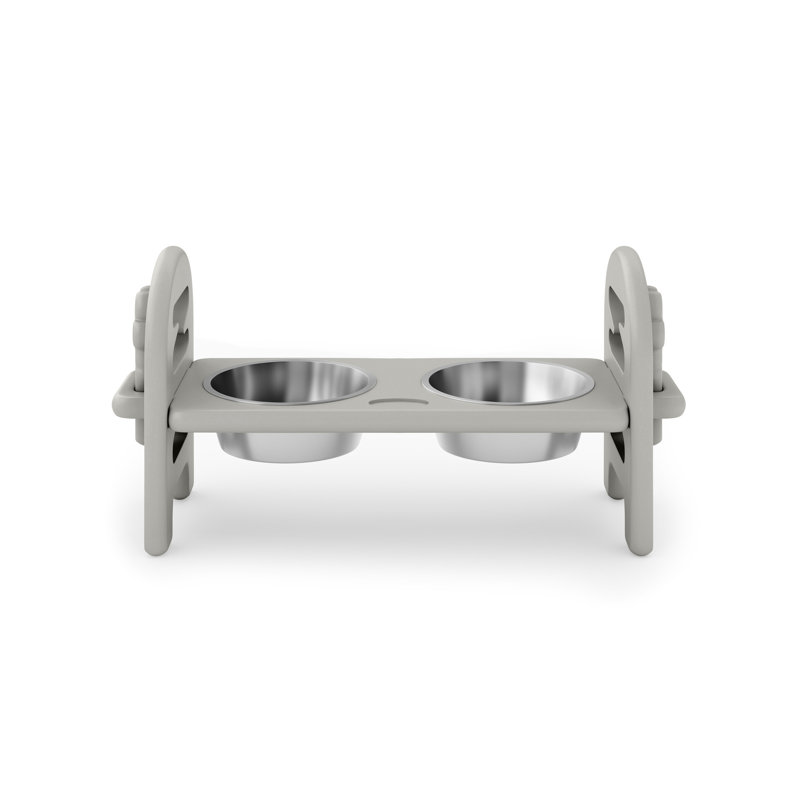 Bol pour chiots gris foncé réglable, bois recyclé, gris animal