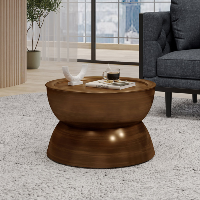 Table basse en métal martelé, Antique Bronze