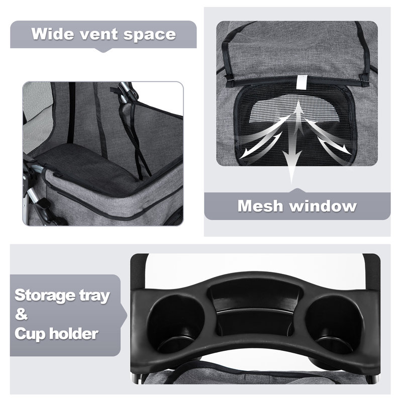 Foldable Pet Stroller, Gray