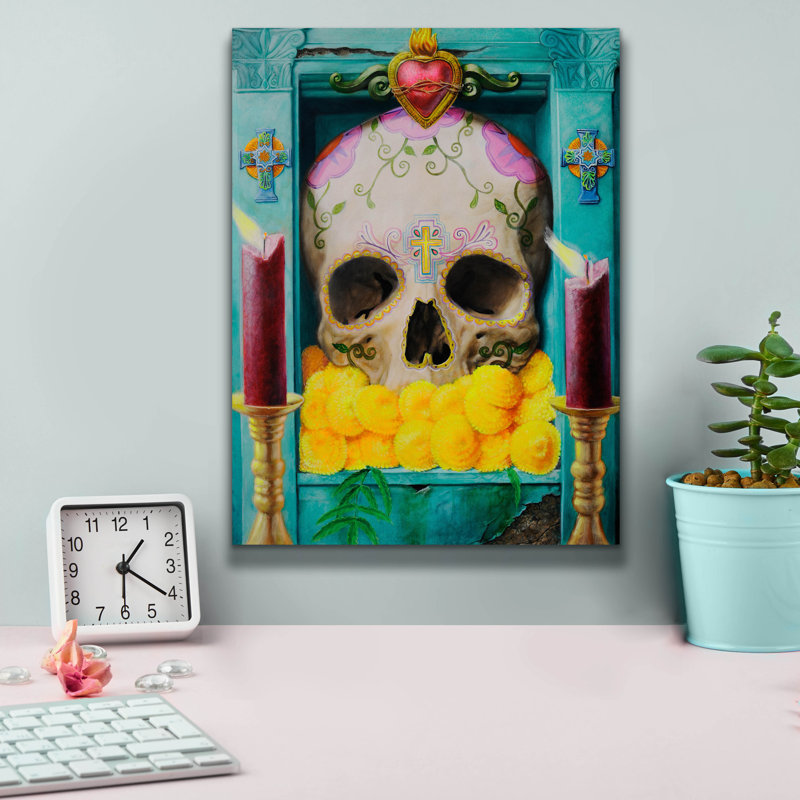 " Calavera " by Robert Valadez, 16" H x 12" W x 0.75'' D