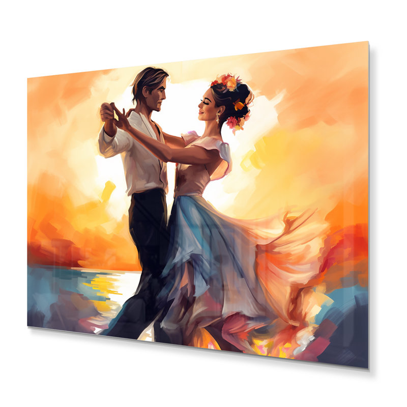 Couple coloré boléro dansant IV - décoration murale romantique en métal, H 12 po x l 20 po x P 1 po