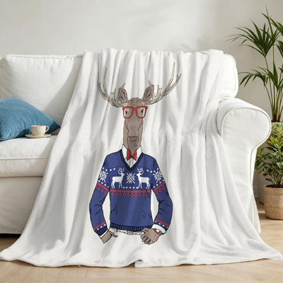Jeté en flanelle transparente molletonnée, impression Hipster