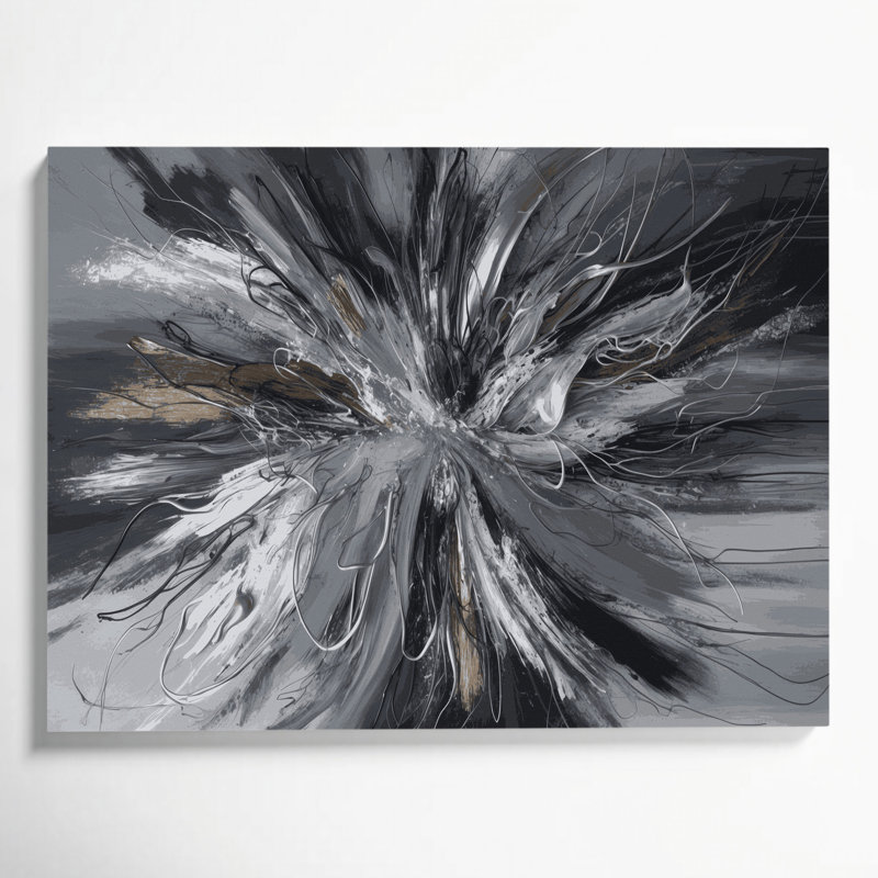 Lyrical Abstraction 44 Gray Canvas Wall Art, 20" H x 30" W