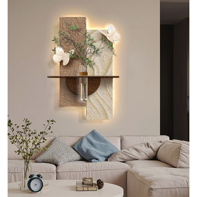 Œuvre de plante zen de style zénithal, plante hydroponique verte, H 47,24 po x l 32,68 po x P 3,94 po, Brun / Beige / Vert