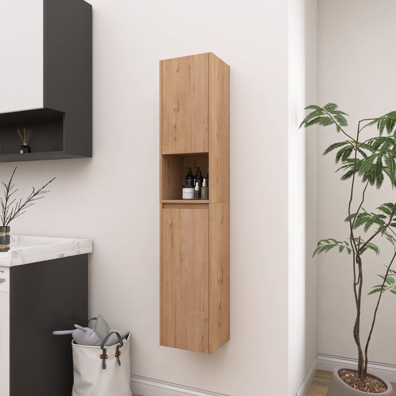 Armoire murale de salle de bain 12 po avec 2 portes à fermeture douce 12 po, Naturel