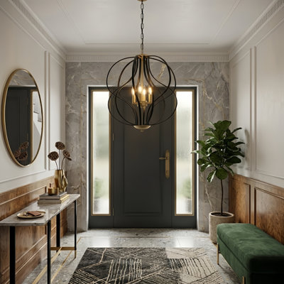 Lustre géométrique unique en fer forgé à 4 lumières Avers (17,3 po)