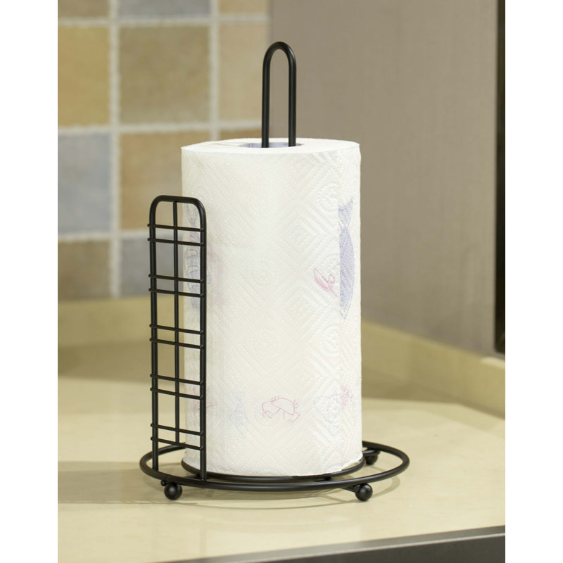 Porte-papier sur pied en fer noir autoportant et robuste