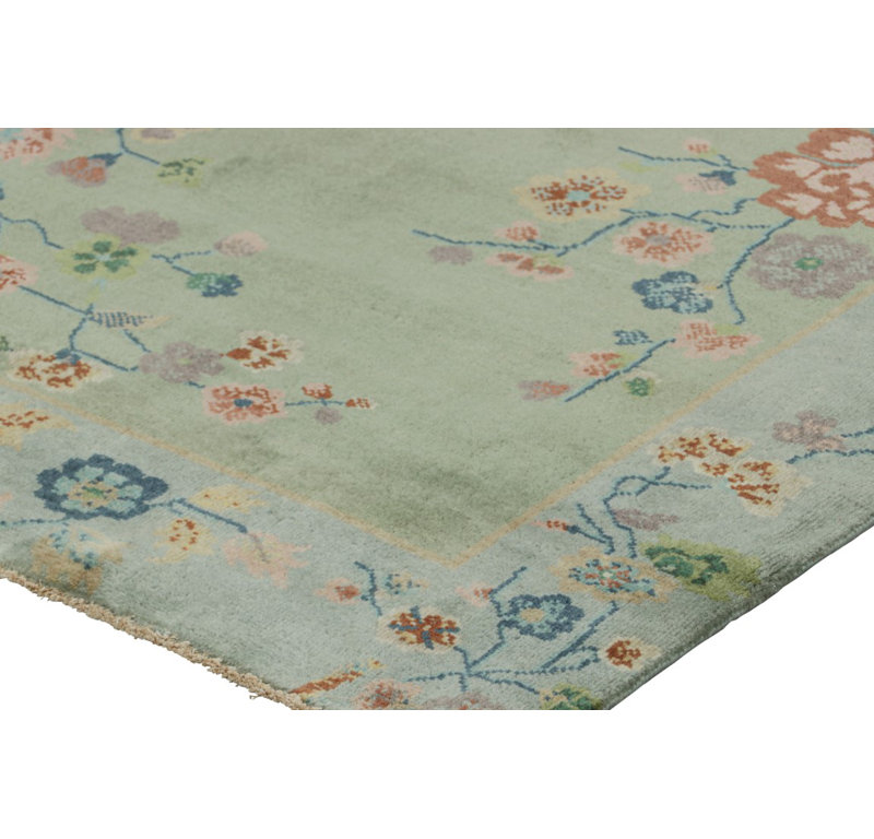 Art Deco Hand Knotted Wool Geometric Area Rug, Rectangle 9' x 12'