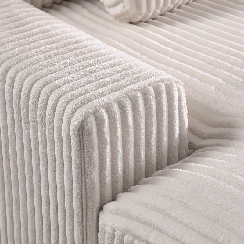 Canapé modulaire en velours côtelé de 155 po Nadine avec méridienne Nadine, Beige