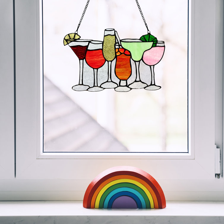 Wine Glass Stained Glass Suncatcher, Wine Decoration, Bar Decor