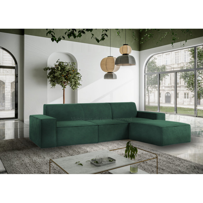 Doegolia 4 Seater Corner Sofa , Green, Right Hand Facing