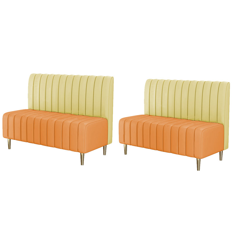 Kantina Faux Leather Upholstered Bench, Orange/Beige