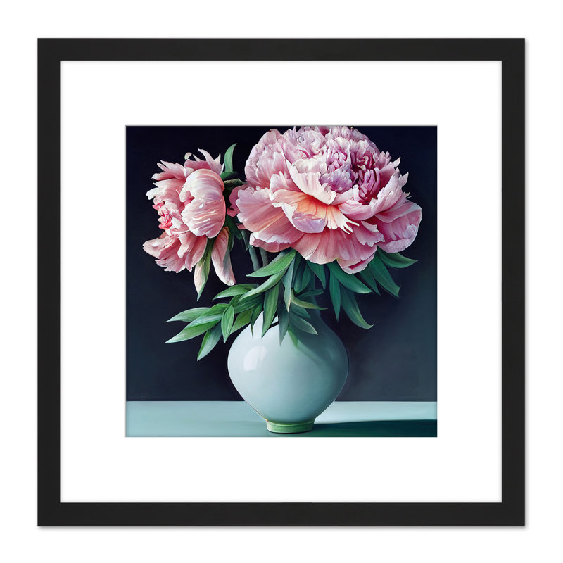 Vase Pink Peony Flowers Floral Bloom - Single Picture Frame Print