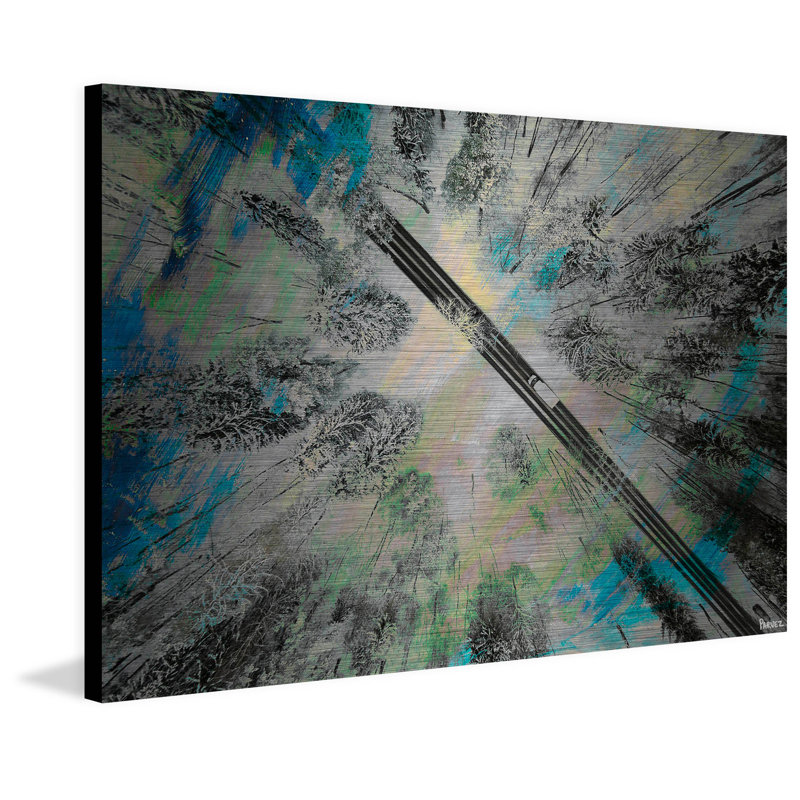 Reproduction d’art sur métal, "illumination forest" par parvez taj, H 40 po x l 60 po x P 1,5 po