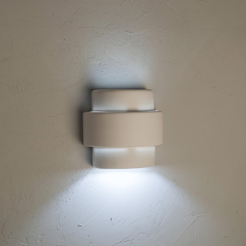 Chiyeko Ceramic Wall Light, LED Bulb Included, White, 10" H x 10" W x 6" D